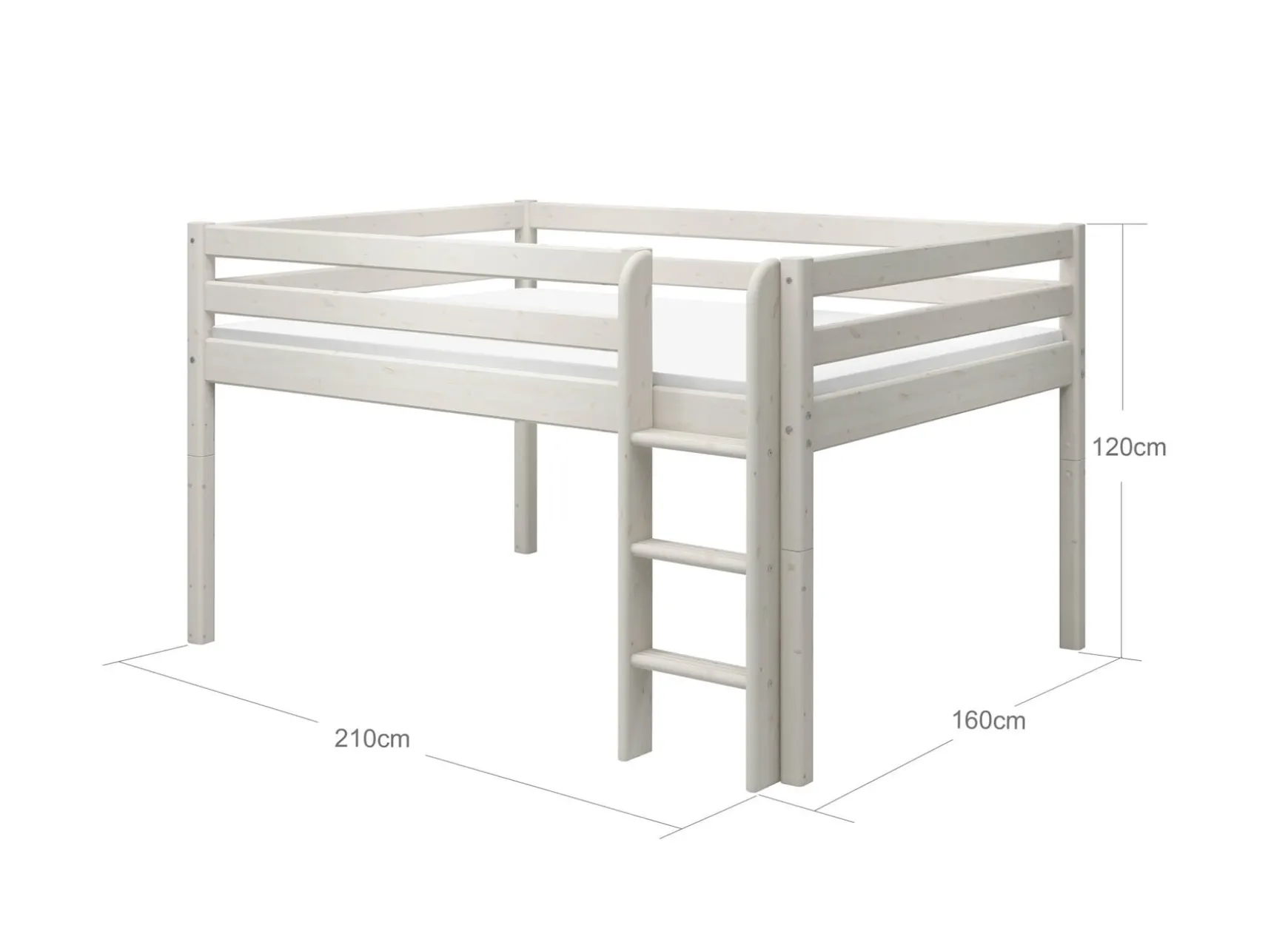 Halvhøj seng, 140 cm bredde